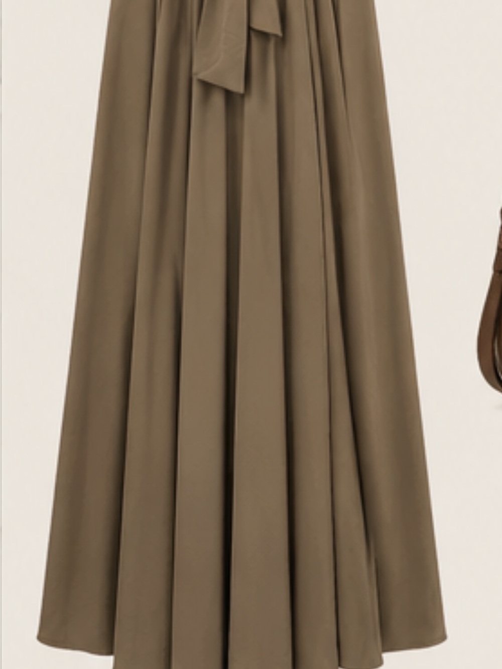 Tie-Waist Maxi Skirt in Olive Brown